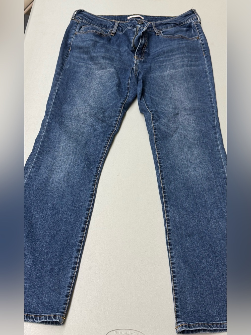SO Women's Juniors Low Rise Boot Cut Denim Blue Jeans in Medium Blue Wash Y2K